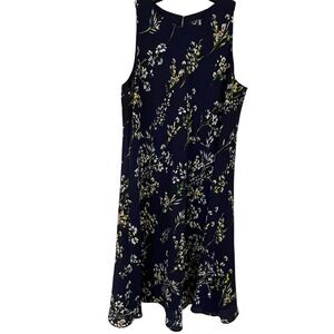 Lauren Ralph Lauren Navy Floral Midi Dress Sleeveless Lightweight Garden Print 8